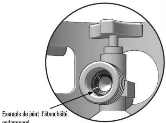 Exemple de joint d'étanchéité endommané