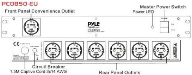 Pyle PDBC70 - CARATTERISTICHE DEL PANNELLO ANTERIORE E POSTERIORE: PC0850UK - PC0850EU - 2