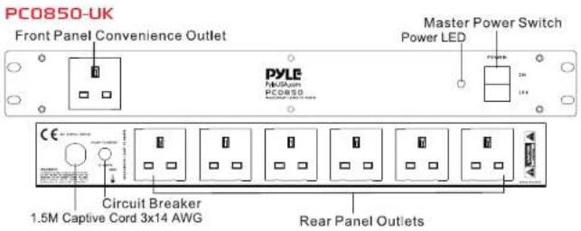 Pyle PDBC70 - MERKMALE DER VORDER- UND RÜCKWAND: PC0850UK - PC0850EU - 1