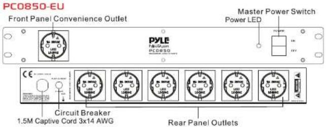 Pyle PDBC70 - ÖN VE ARKA PANEL ÖZELLİKLERİ: PC0850UK - PC0850EU - 2