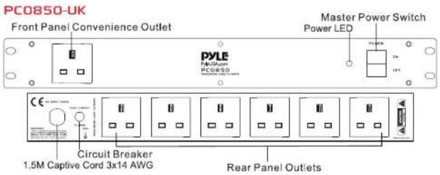 Pyle PDBC70 - CARACTERÍSTICAS DEL PANEL FRONTAL Y TRASERO: PC0850UK - PC0850EU - 1