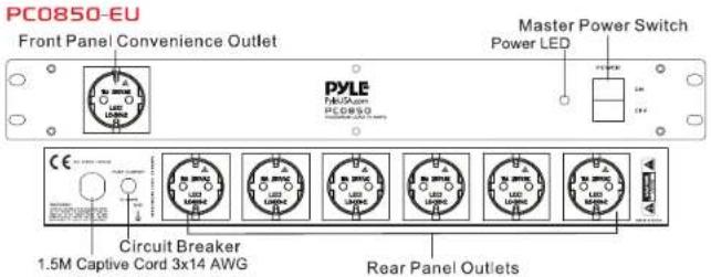 Pyle PDBC70 - CARACTERÍSTICAS DEL PANEL FRONTAL Y TRASERO: PC0850UK - PC0850EU - 2