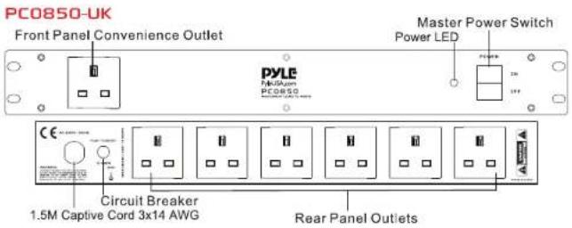 Pyle PDBC70 - CARATTERISTICHE DEL PANNELLO ANTERIORE E POSTERIORE: PC0850UK - PC0850EU - 1