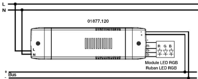 L N 01877.120 R- G- B- Module LED RGB Ruban LED RGB Bus