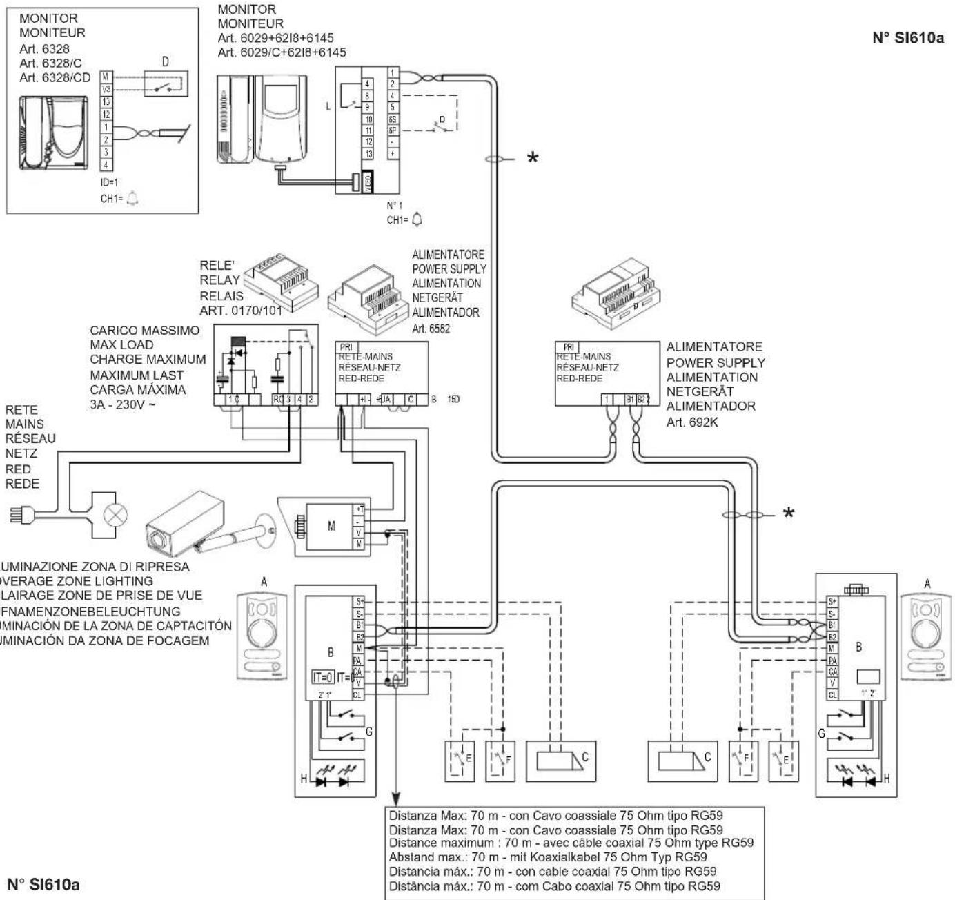 Vimar ELVOX 68TUK93 - ESQUEMA DE LIGAÇÃO KIT DE VIDEO PORTEIRO MONOFAMILIAR COM 2 BOTONEIRAS EXTERNAS E UM MONITOR - 1
