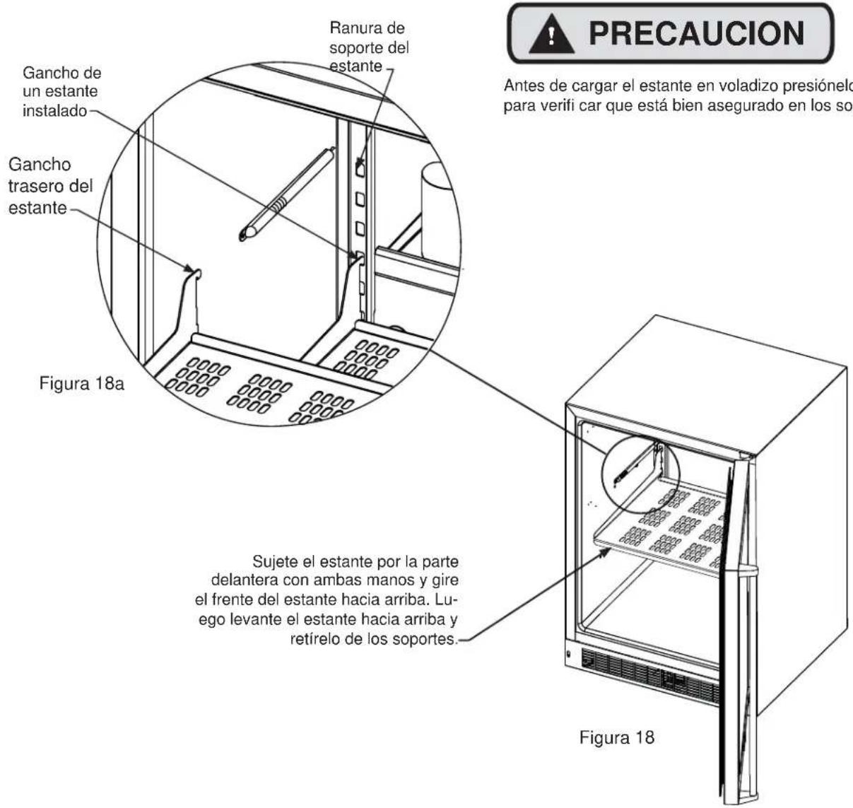 VIKING VGR5304BCS - Para agregar o desmontar un estante, proceda como se indica a continuación - 1