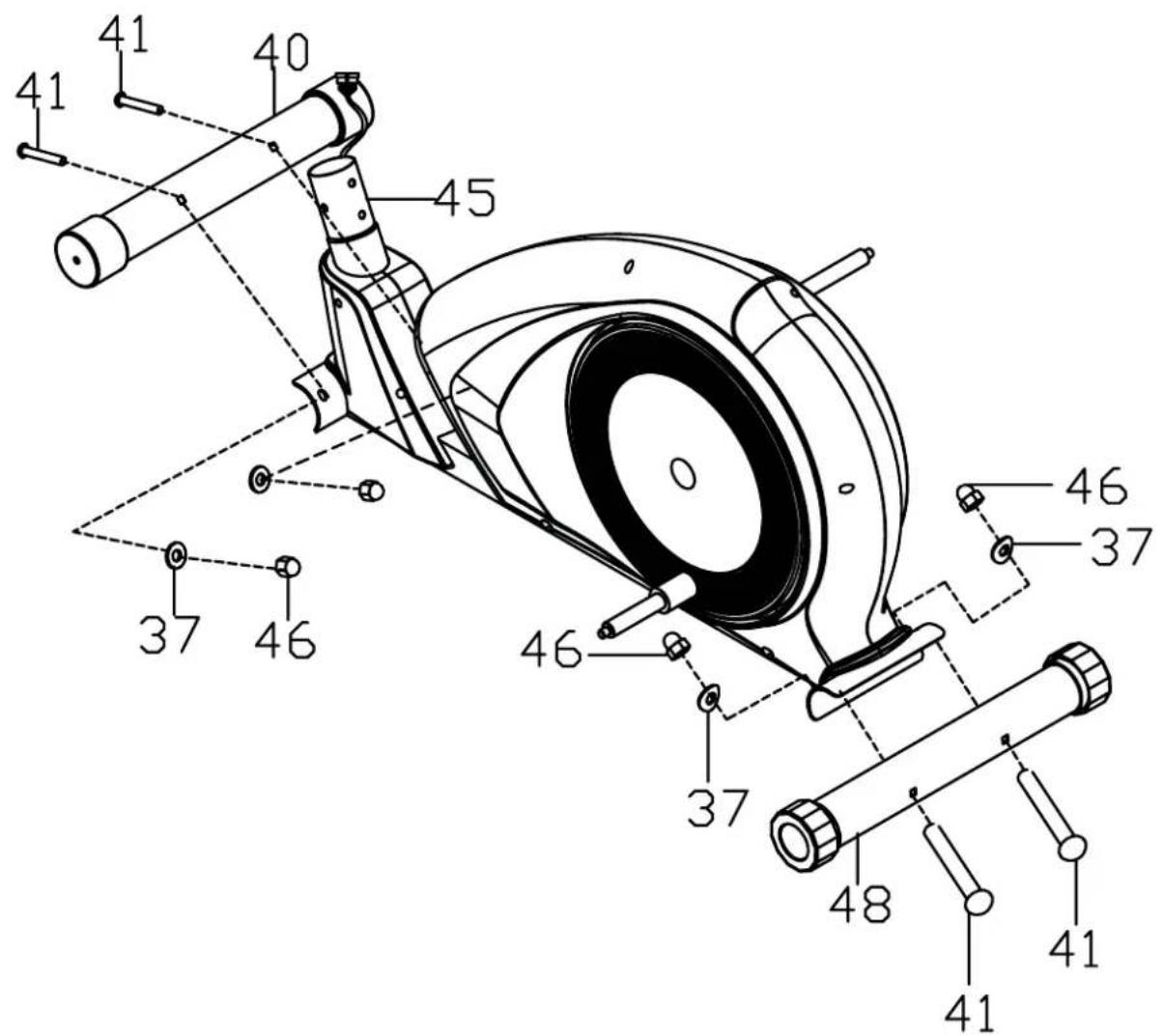 Technical diagram of a mechanical device with numbered components, likely a pump or motor assembly.