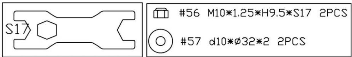 S17 #56 M10*1.25*H9.5*S17 2PCS #57 d10*Ø32*2 2PCS