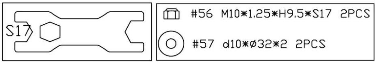 S17 #56 M10*1.25*H9.5*S17 2PCS #57 d10*Ø32*2 2PCS
