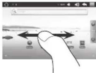 Hand gesture pointing at a digital interface with directional arrows and control buttons