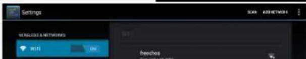 Settings WIRELESS & NETWORKS WiFi Off Security Key Freeches