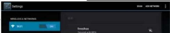 Settings MIRELOS & NETNORIS WiFi SN SCAN ADD NETWORK freechos Second with WiFi