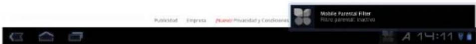 Publicidad Empresa Personal Privacy y Condiciones Mobile Parental Filter Filtro general: Inactivo A 14:11