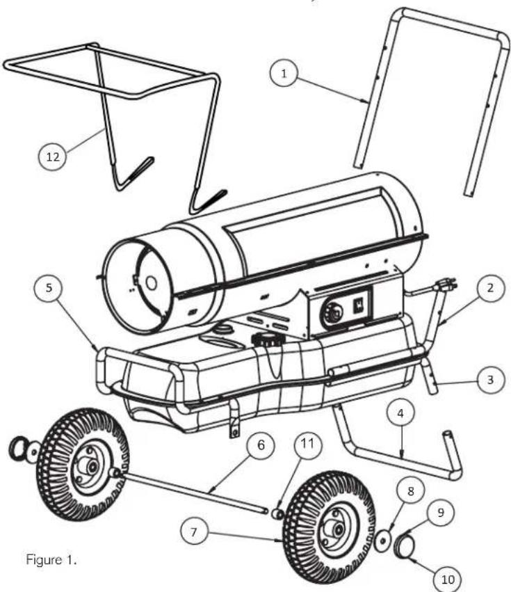 DEWALT DXH75KT - Liste des pièces de l'assemblage de la roue et de la poignée - 1