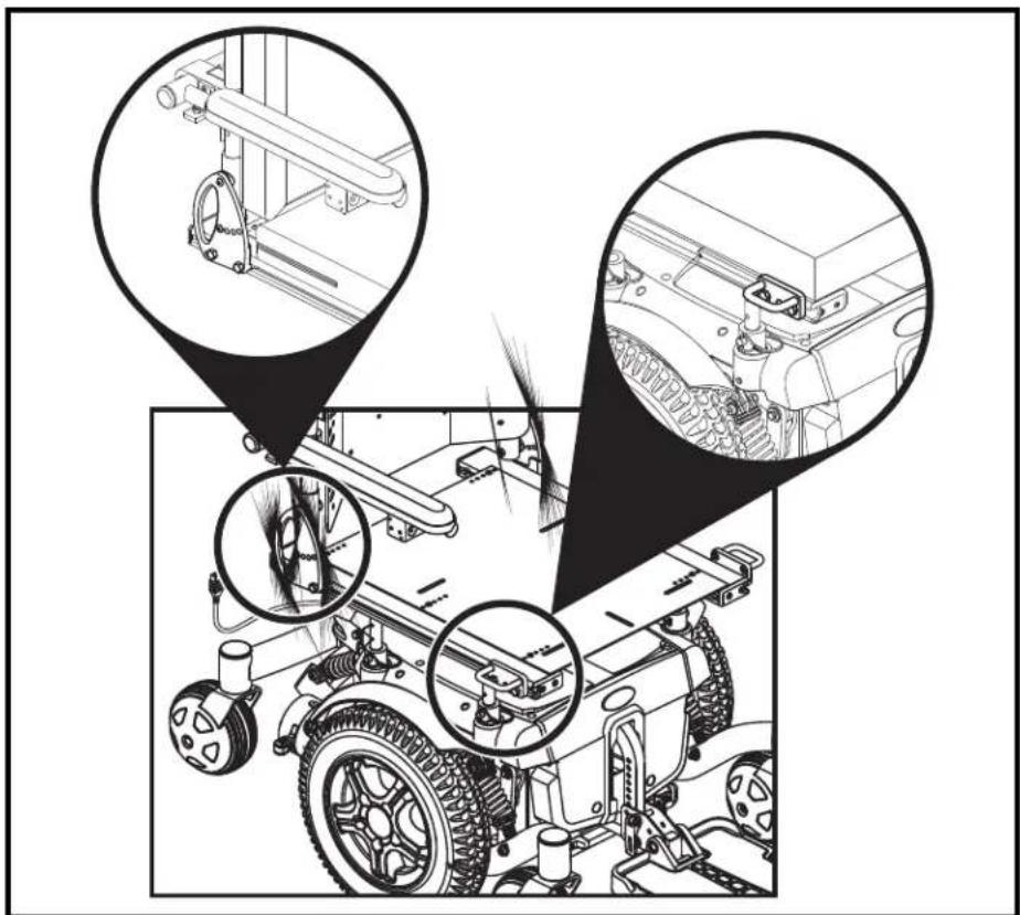 QUANTUM Synergy Seating System - Lors de l'arrimage du fauteuil motorisé pour un transport inoccupé, respectez les précautions suivantes: - 3