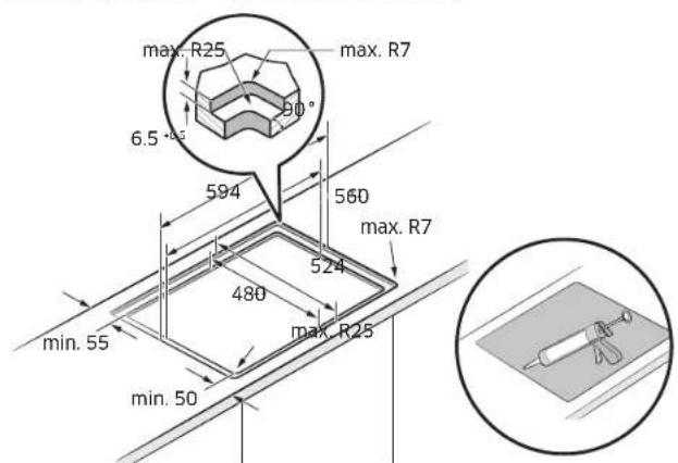 SAMSUNG NZ63B6058KK - Installing the hob - 2