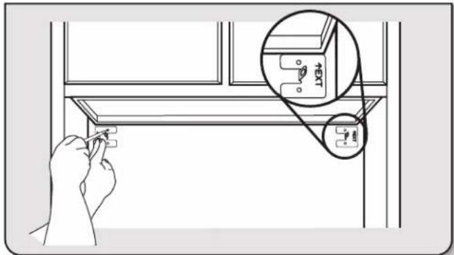 Diagram showing a hand holding a small object near a window, with an inset magnified view highlighting a component labeled '133' and 'P' inside the window.