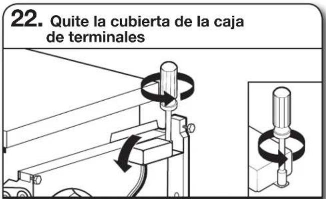 22. Quite la cubierta de la caja de terminales