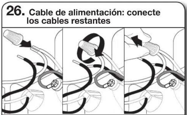 26. Cable de alimentación: conecte los cables restantes
