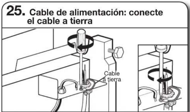 25. Cable de alimentación: conecte el cable a tierra Cable a tierra