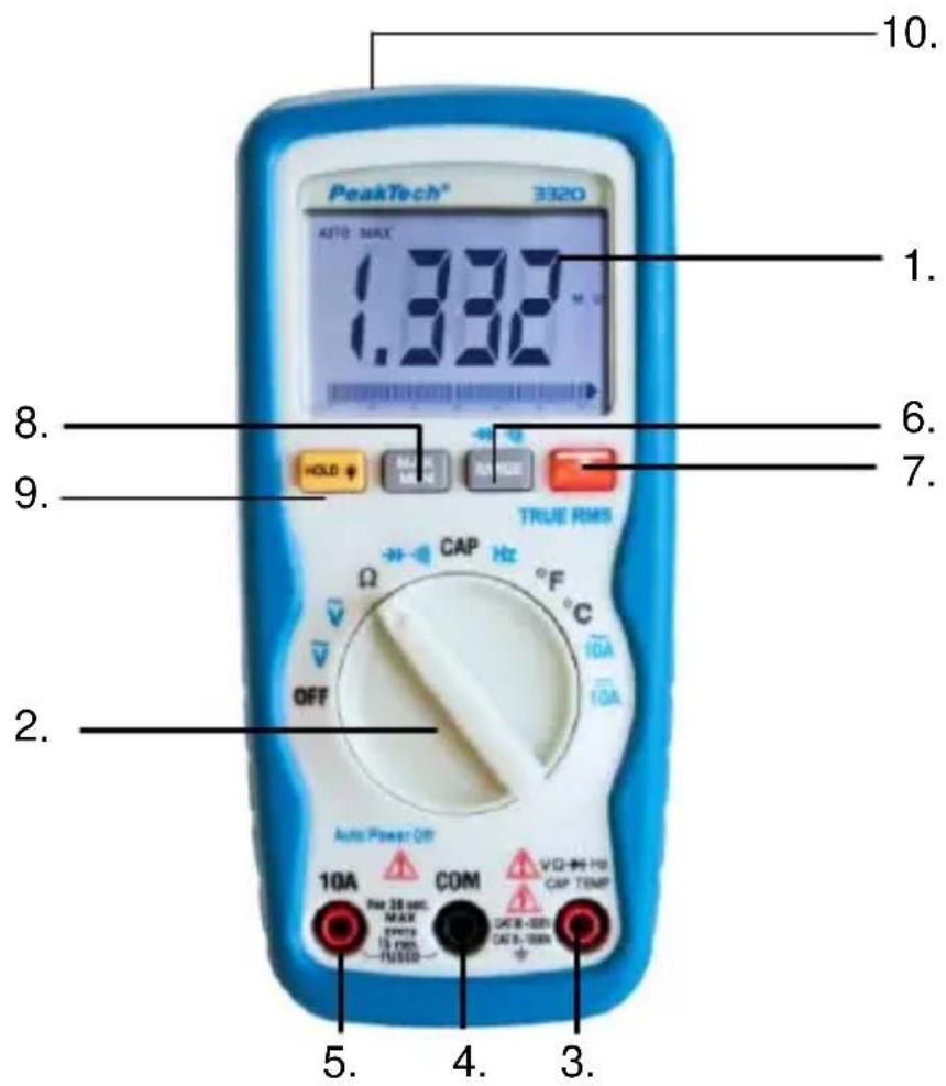 PeakTech 3320 - Bedienelemente und Anschlüsse am Gerät - 1