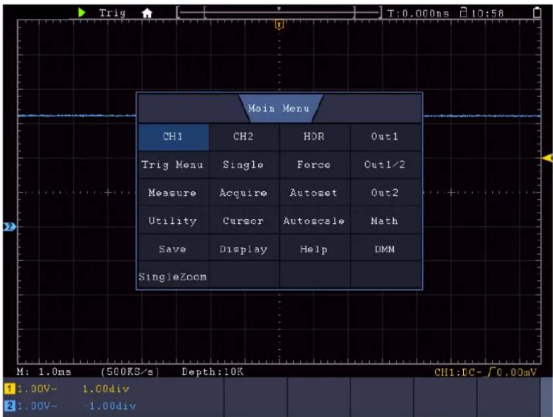 PeakTech 1355 - Régler le contrôle des menus par écran tactile - 2