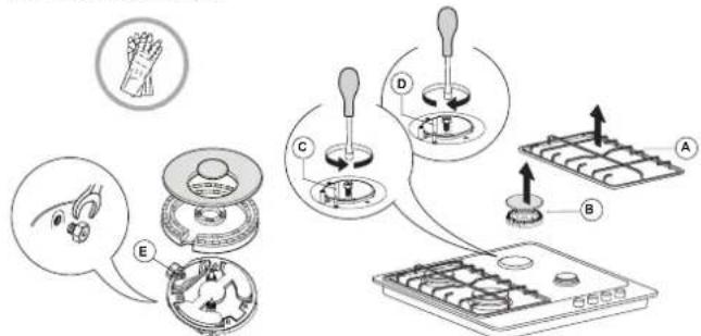 WHIRLPOOL GOFL 629NB - INLOCUIREA INJECTOARELOR (consultati tabelul de injectoare din Instruetiuni privind siguranta) - 1