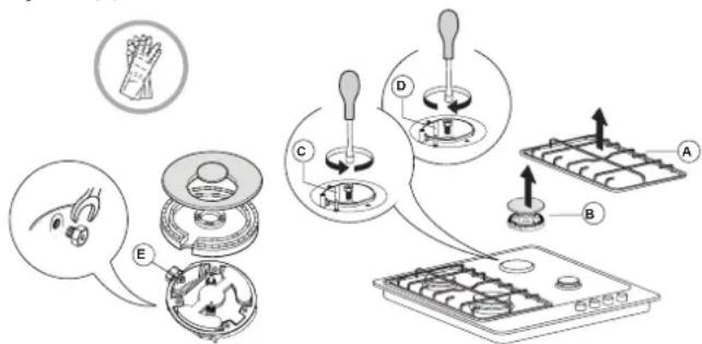 WHIRLPOOL GOFL 629NB - REPLACING THE INJECTORS (see the injector table in the Safety instructions) - 1