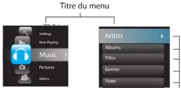 RCA Lyra Slider SL5008 - Menu du lecteur - 1