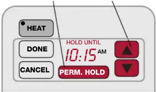 HONEYWELL REM5000R1001 - Régler la période de maintien temporaire OU appuyer sur PERM. HOLD - 1
