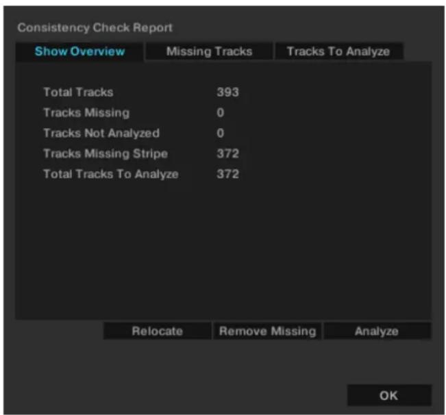 NATIVE INSTRUMENTS Traktor Pro 3 - La boîte de dialogue du consistency check report - 1