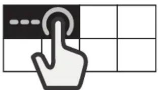 Hand cursor icon pressing on a grid, indicating finger function or button