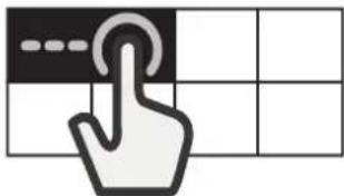 Hand cursor icon pressing on a grid, symbolizing touch or click action