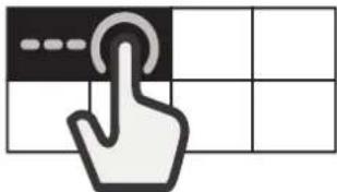Hand cursor icon pressing on a grid, symbolizing touch or click action