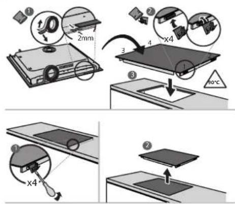 Diagram illustrating a multi-step assembly process for assembling a slide, with numbered steps and component illustrations.