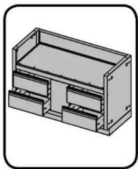 3D technical illustration of a mechanical housing or enclosure with internal compartments (no text or symbols)