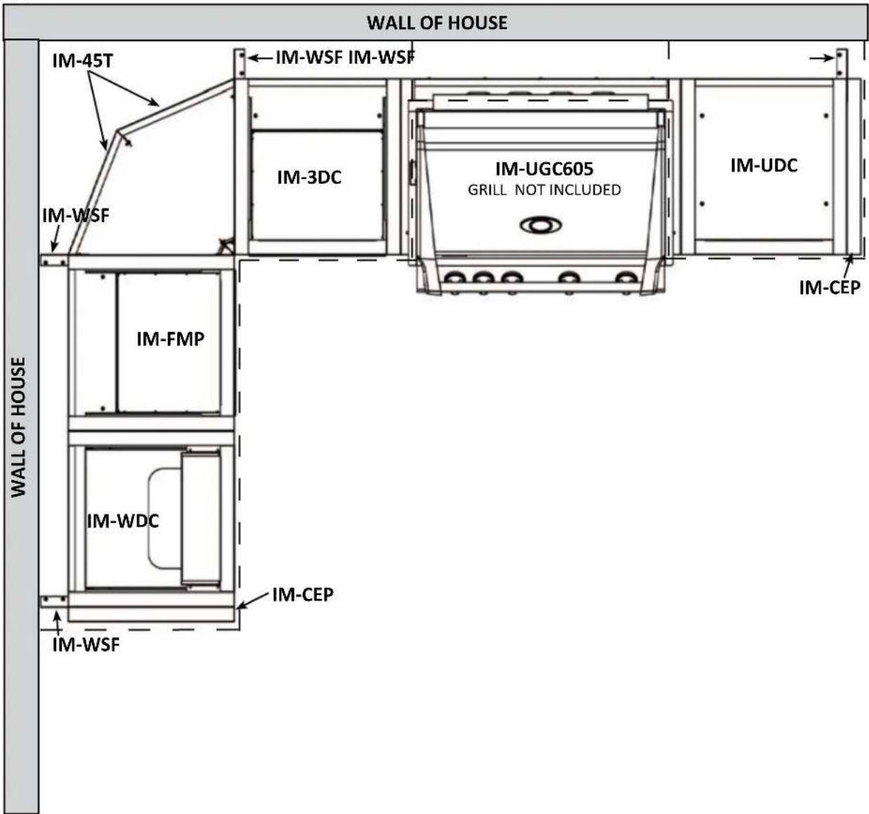 WALL OF HOUSE IM-45T IM-WSF IM-WSF IM-3DC IM-UGC605 GRILL NOT INCLUDED IM-UDC IM-FMP IM-CEP IM-WDC IM-CEP IM-WSF WALL OF HOUSE