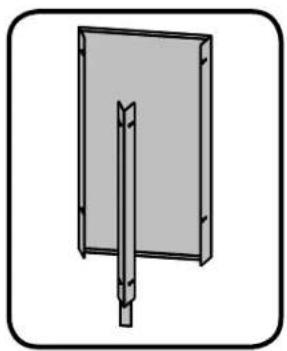 Simple line drawing of a rectangular panel with a vertical rod inserted, no text or symbols present.
