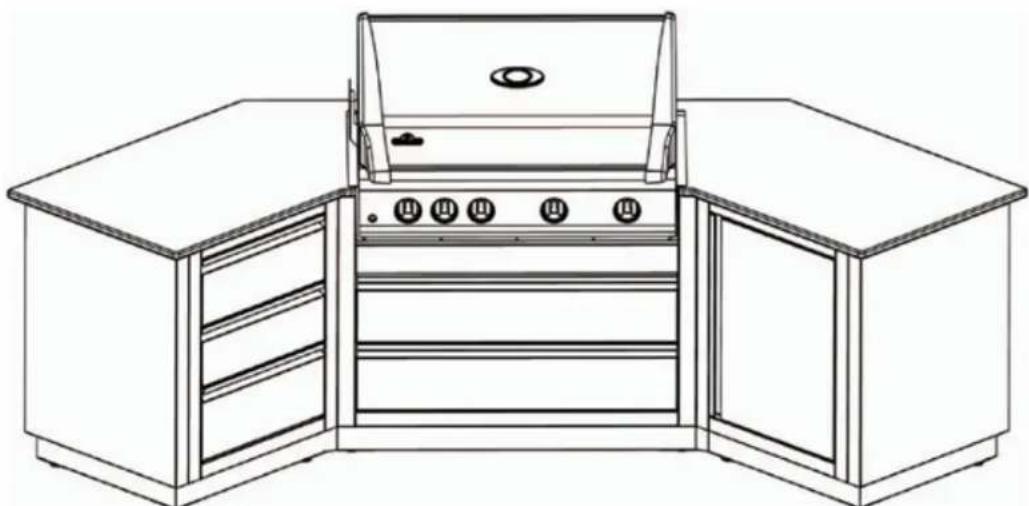 Napoleon IMUDC - Beispiel 2: Abgewinkelte, freistehende OASISTM Outdoorküche mit Grill-Unterschrank IM-UGC605 und Grillaufsatz BILEX605RB-P - 1
