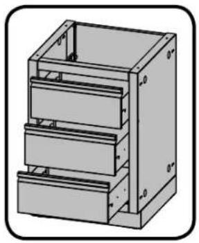 3D diagram of a multi-tiered mechanical or electrical cabinet with no visible text or symbols
