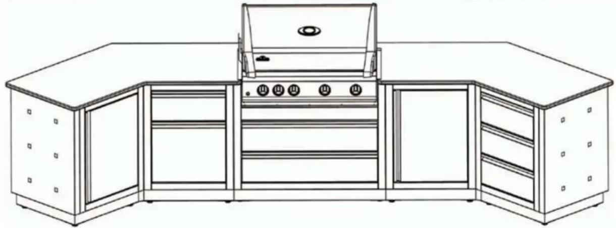 Napoleon IMUDC - Beispiel 2: Abgewinkelte, freistehende OASISTM Outdoorküche mit Grill-Unterschrank IM-UGC605 und Grillaufsatz BILEX605RB-P - 3