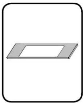 Simple 3D diagram of a rectangular plate with a central slot, enclosed in a rounded square border (no text or symbols)