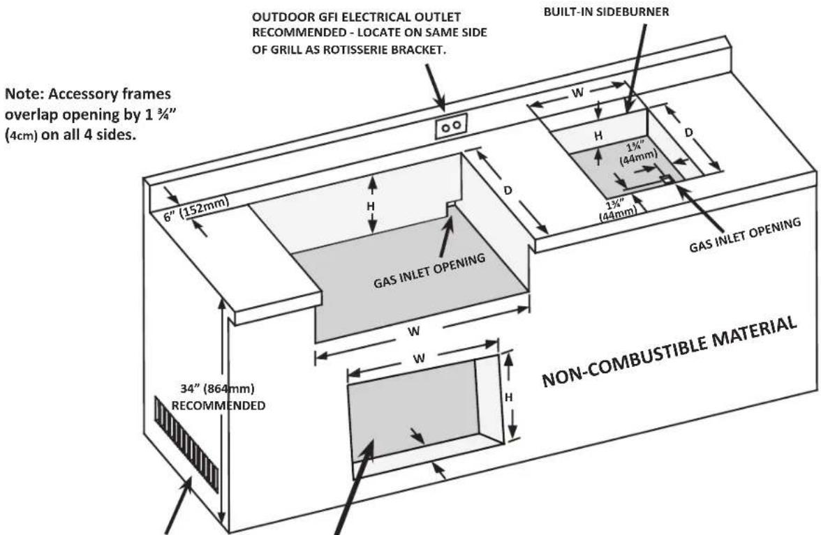 Napoleon BILEX730RBIN - BUILT-IN UNIT OPENING DIMENSIONS - 1
