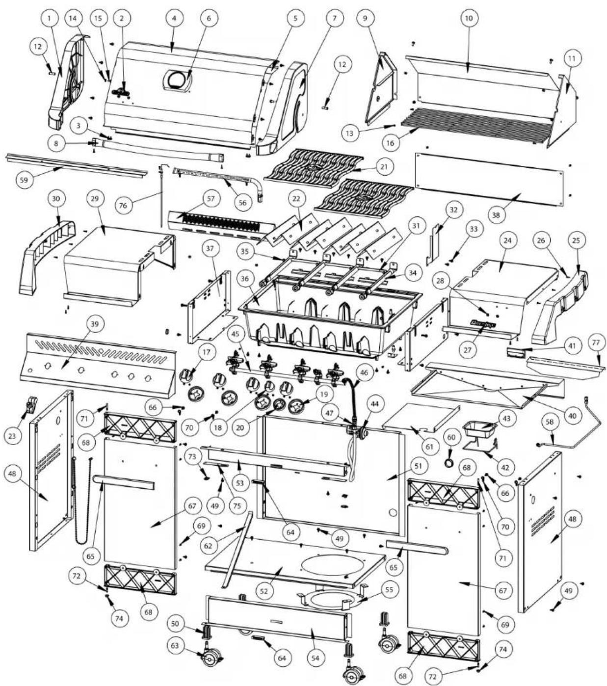 Napoleon P500RBN2 - P500/P500RB PARTS DIAGRAM / DIAGRAMME DE PIÈCES - 1