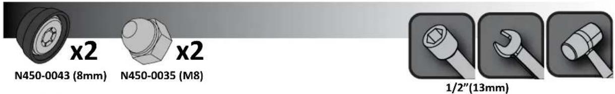 x2 N450-0043 (8mm) N450-0035 (M8) x2 1/2"(13mm)