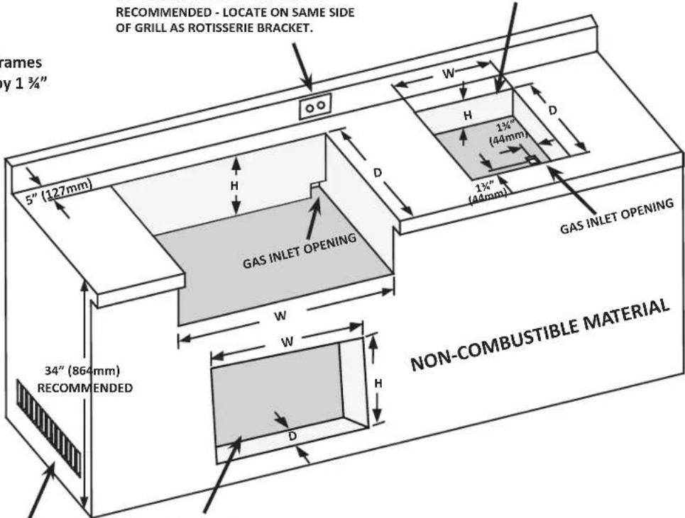 Napoleon BIPRO500RBN2 - BUILT-IN UNIT OPENING DIMENSIONS - 1