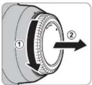Diagram of a mechanical bearing assembly with labeled parts and directional arrow