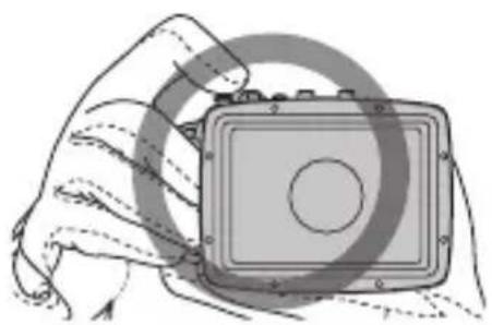 FUJIFILM WPFXF500 - Sostenga la caja estanca firmamente con ambas manos. - 1