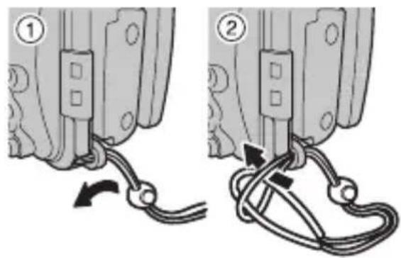 FUJIFILM WPFXF500 - Attach the strap to the waterproof case. - 1