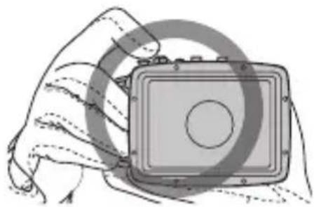 FUJIFILM WPFXF500 - Hold the waterproof case firmly with both hands. - 1